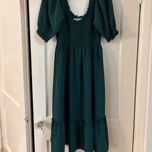 Hill House Louisa Nap Dress in Green Crepe (size XL)